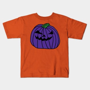 Big Purple Halloween Horror Pumpkin Kids T-Shirt